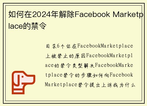 如何在2024年解除Facebook Marketplace的禁令